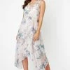 Roman Pink Floral Chiffon Frill Midi Dress -Roman Sales Shop unnamed file 1066