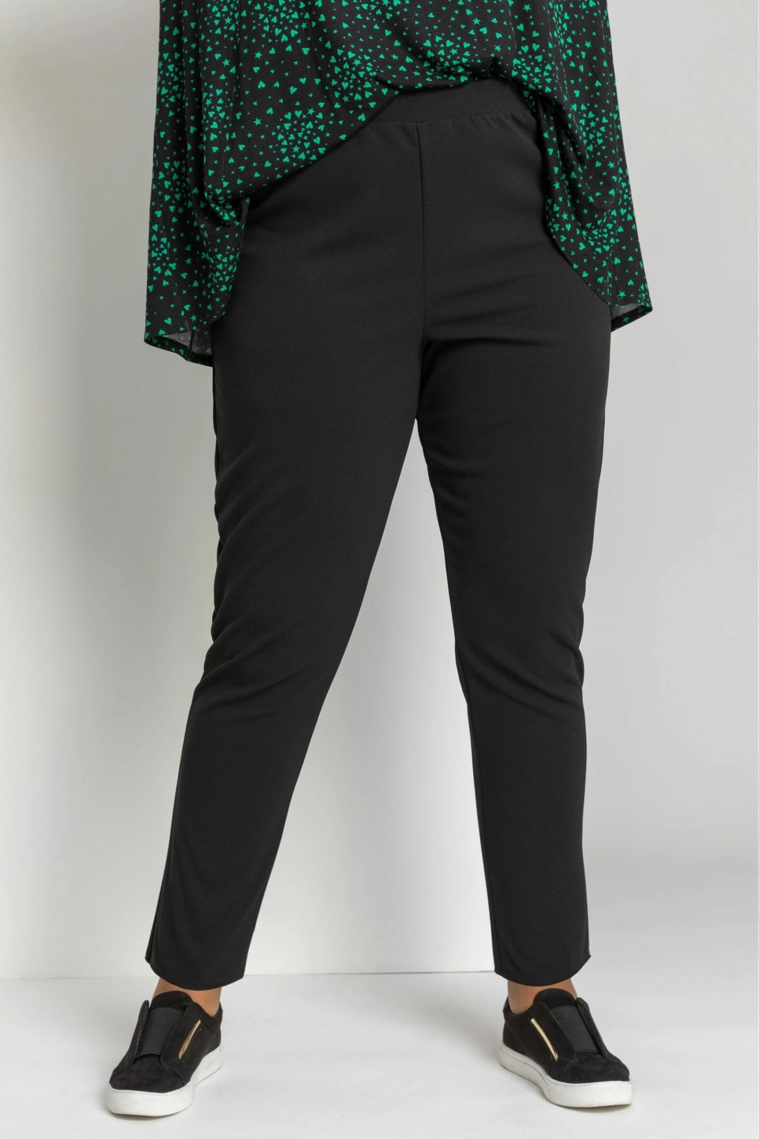 Roman Black Curve Jersey Straight Trousers 3 Roman Black Curve Jersey Straight Trousers