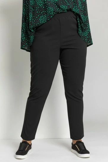 Roman Black Curve Jersey Straight Trousers 5 Roman Black Curve Jersey Straight Trousers - Image 3
