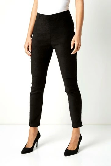 Roman Black Full Length Suedette Stretch Trousers 6 Roman Black Full Length Suedette Stretch Trousers - Image 4