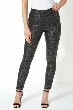 Roman Black Originals Animal Print Full Length Stretch Trousers