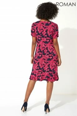 Roman Pink Floral Print Frill Hem Tea Dress -Roman Sales Shop unnamed file 1072