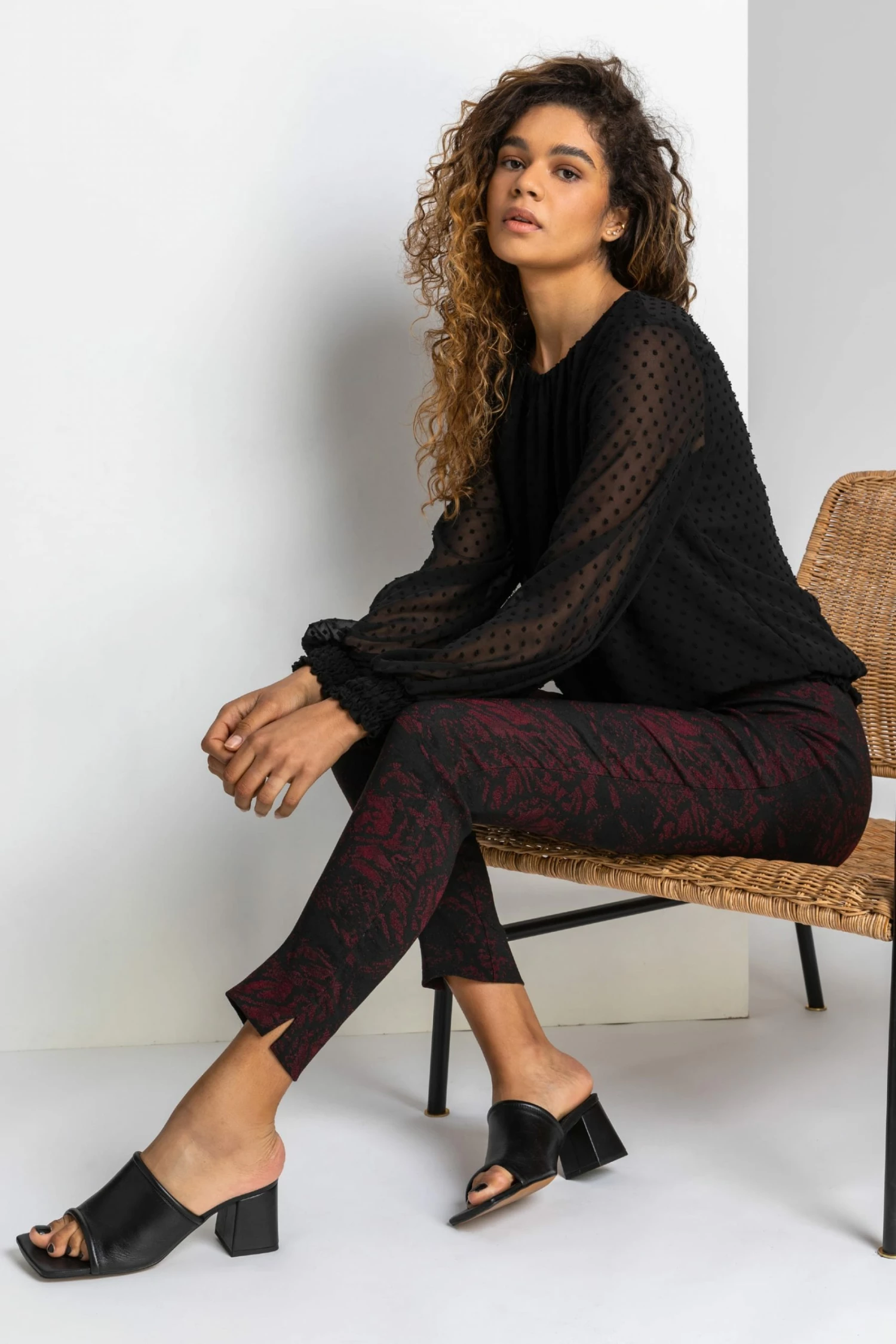 Roman Black Snake Print Full Length Stretch Trousers 4 Roman Black Snake Print Full Length Stretch Trousers - Image 2