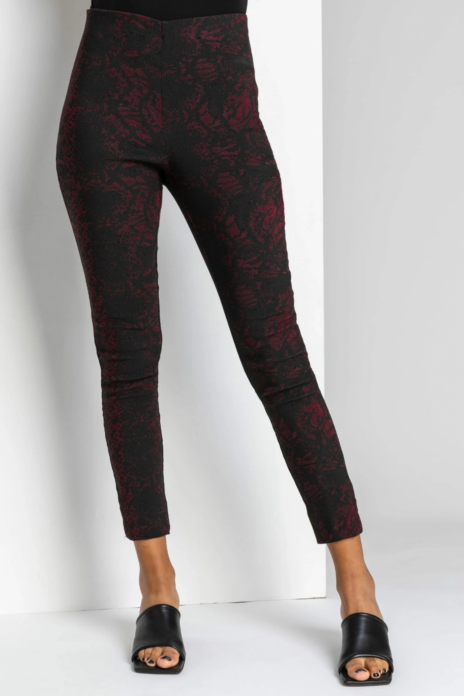 Roman Black Snake Print Full Length Stretch Trousers 5 Roman Black Snake Print Full Length Stretch Trousers - Image 3