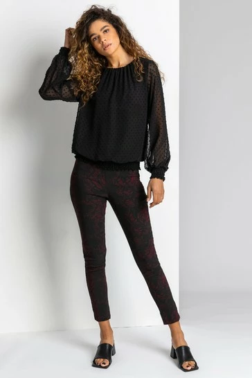 Roman Black Snake Print Full Length Stretch Trousers 7 Roman Black Snake Print Full Length Stretch Trousers - Image 5