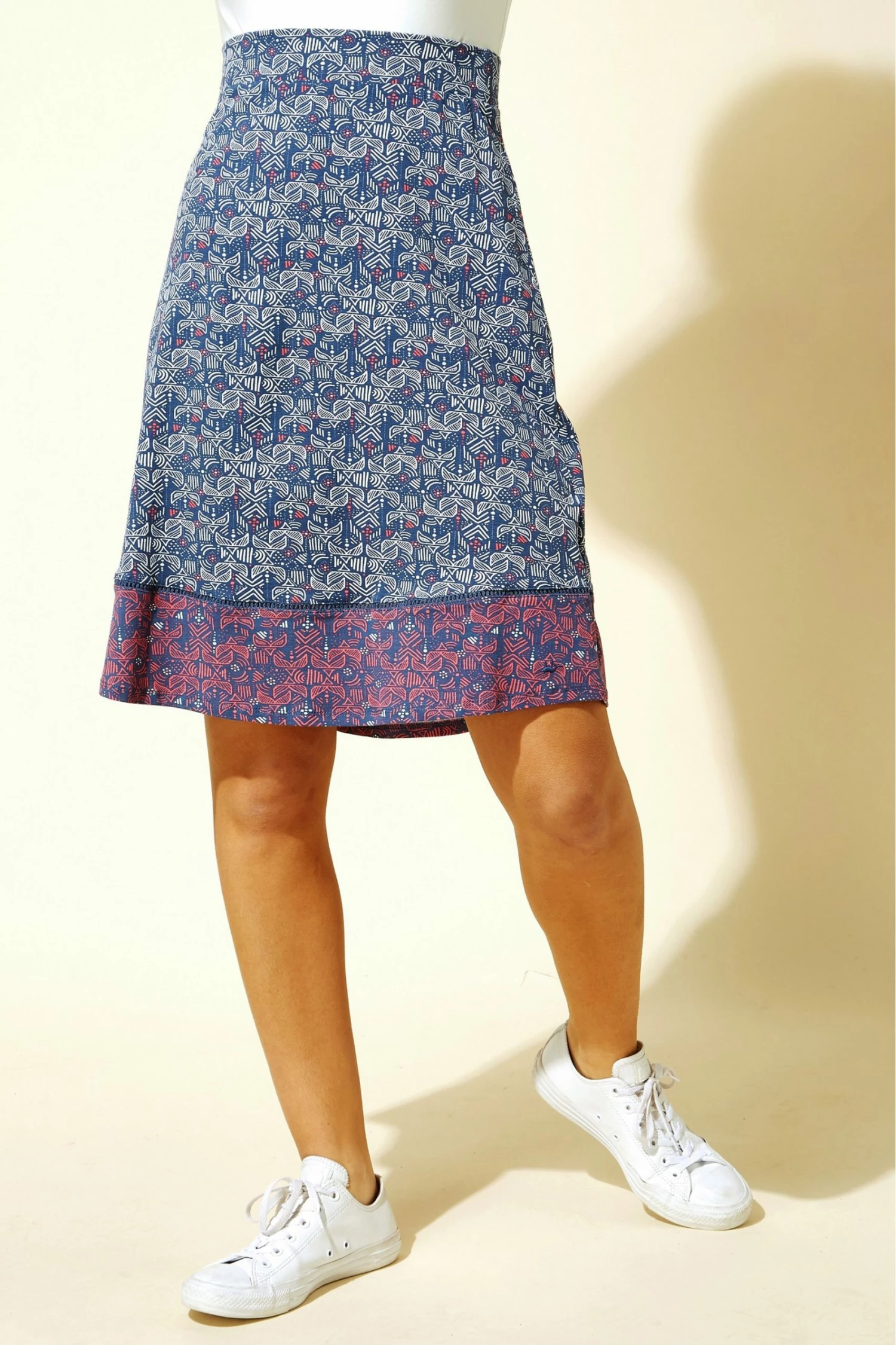 Roman Blue A Line Mosaic Print Skirt 2 Roman Blue A Line Mosaic Print Skirt