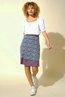 Roman Blue A Line Mosaic Print Skirt 8 Roman Blue A Line Mosaic Print Skirt -Roman Sales Shop unnamed file 10731