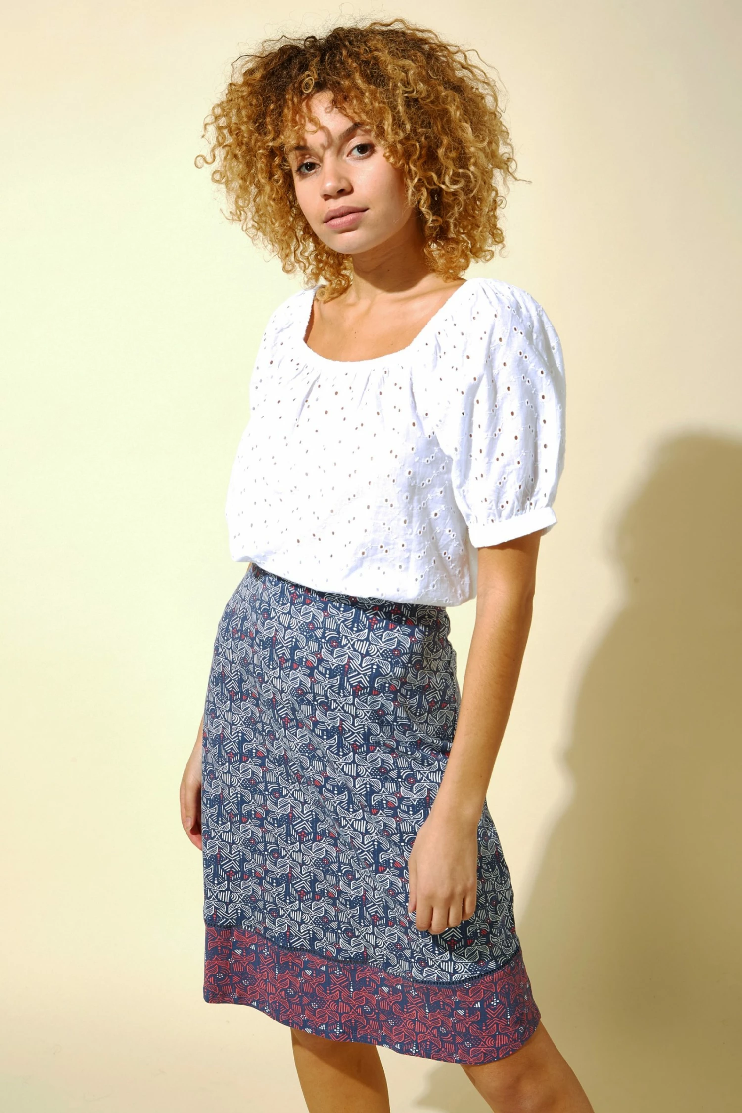 Roman Blue A Line Mosaic Print Skirt 5 Roman Blue A Line Mosaic Print Skirt - Image 4