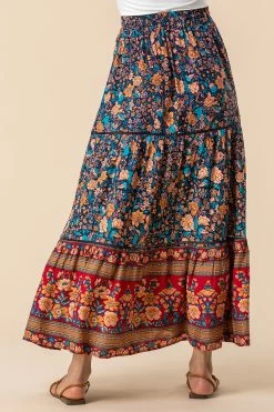Roman Navy Floral Border Print Maxi Skirt 8 Roman Navy Floral Border Print Maxi Skirt -Roman Sales Shop unnamed file 10735
