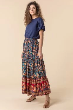 Roman Navy Floral Border Print Maxi Skirt 9 Roman Navy Floral Border Print Maxi Skirt -Roman Sales Shop unnamed file 10736