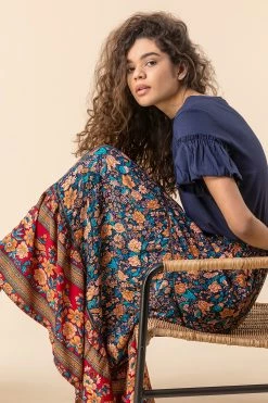 Roman Navy Floral Border Print Maxi Skirt 10 Roman Navy Floral Border Print Maxi Skirt -Roman Sales Shop unnamed file 10737