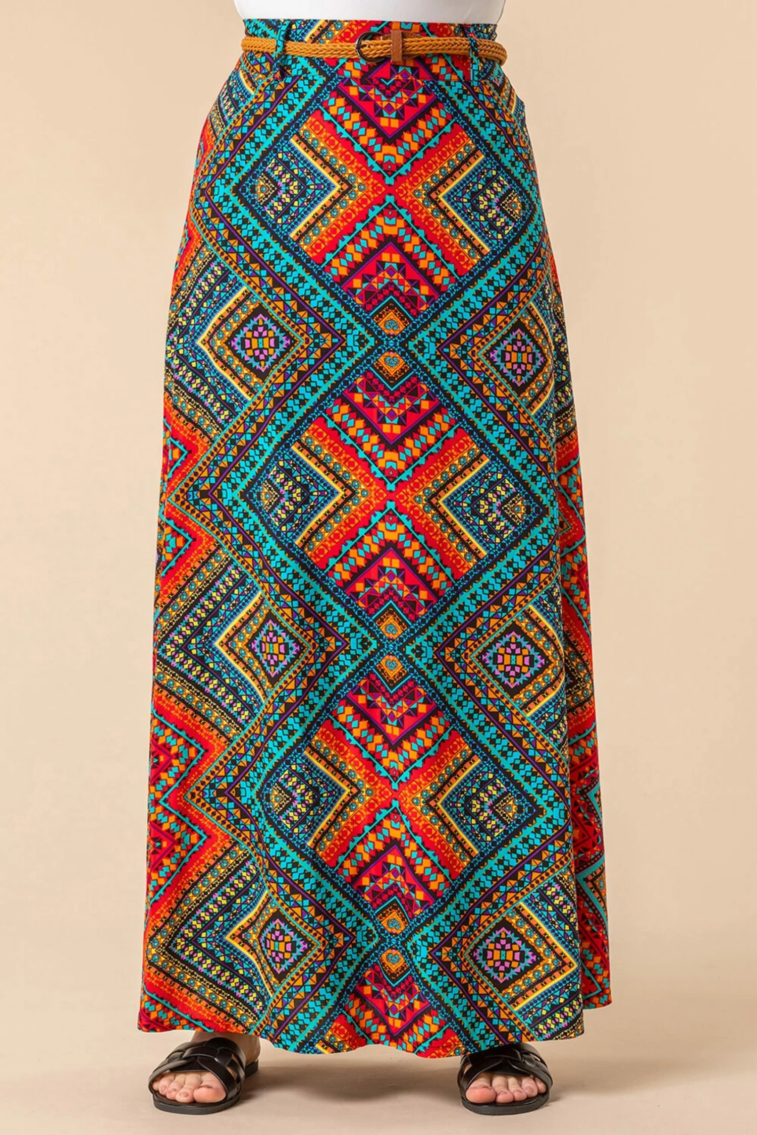 Roman Multi Aztec Print Maxi Skirt 3 Roman Multi Aztec Print Maxi Skirt