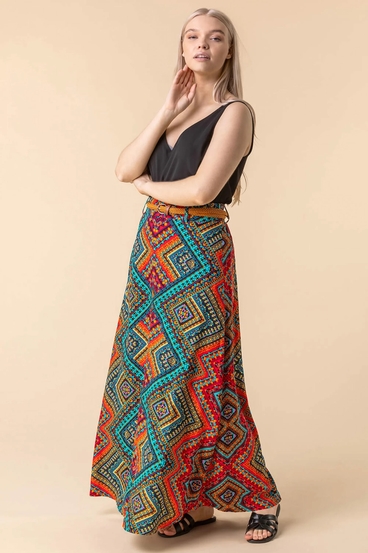 Roman Multi Aztec Print Maxi Skirt 5 Roman Multi Aztec Print Maxi Skirt - Image 3