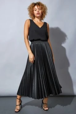Roman Black Pleated Maxi Skirt -Roman Sales Shop unnamed file 10758