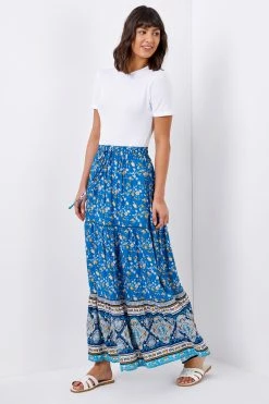 Roman Blue Tiered Floral Print Maxi Skirt 11 Roman Blue Tiered Floral Print Maxi Skirt -Roman Sales Shop unnamed file 10765