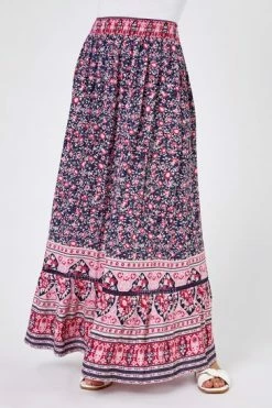 Roman Blue Tiered Floral Print Maxi Skirt 13 Roman Blue Tiered Floral Print Maxi Skirt -Roman Sales Shop unnamed file 10767