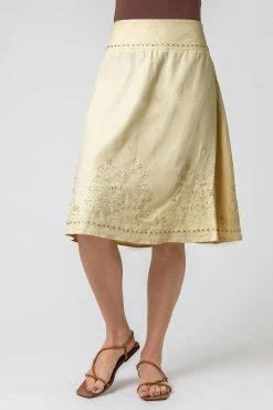 Roman Yellow Sequin Embellished A-Line Skirt