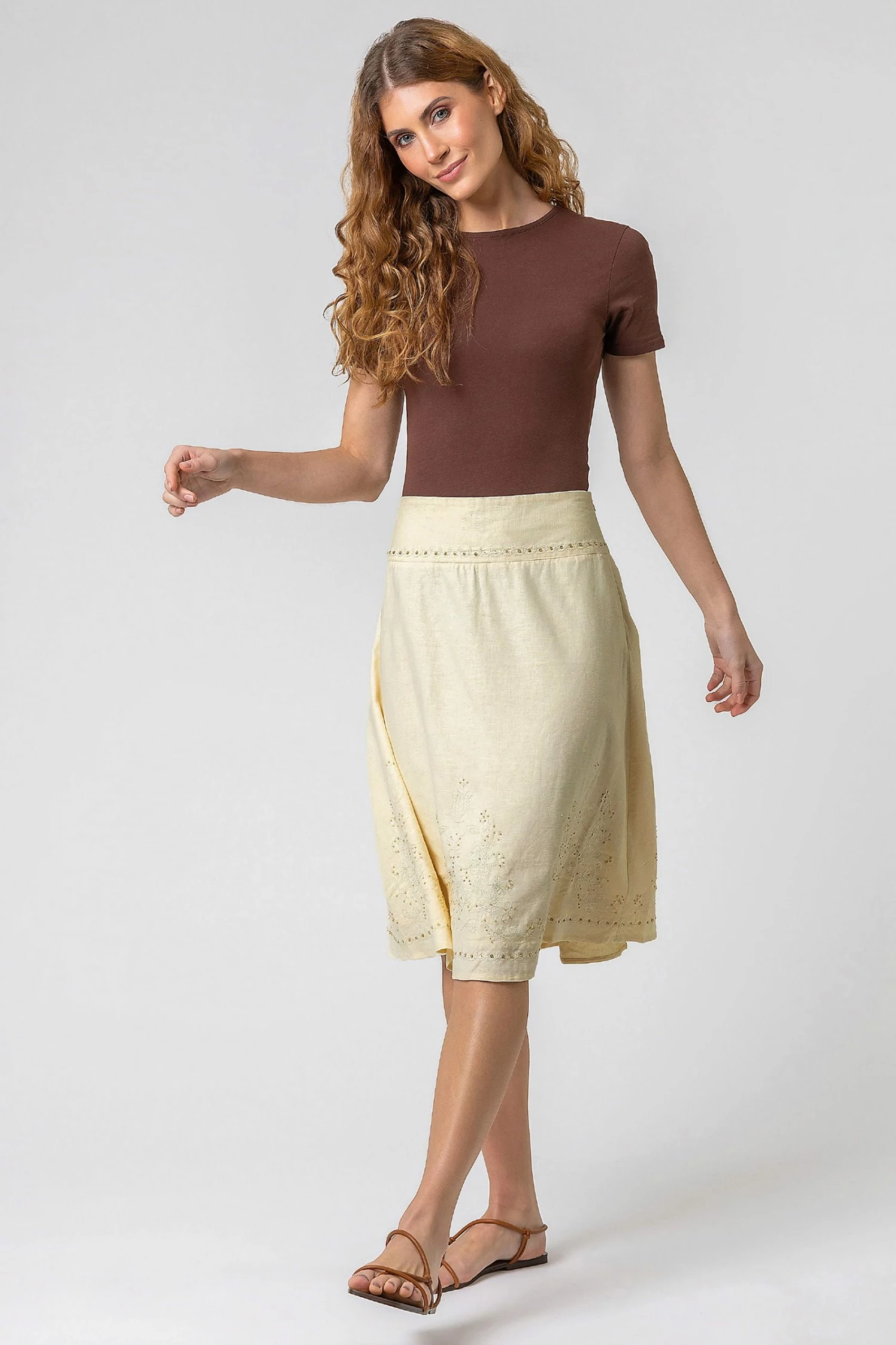 Roman Yellow Sequin Embellished A-Line Skirt 5 Roman Yellow Sequin Embellished A-Line Skirt - Image 3