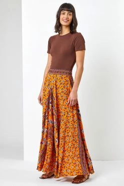 Roman Orange Boho Floral Print Maxi Skirt 9 Roman Orange Boho Floral Print Maxi Skirt -Roman Sales Shop unnamed file 10780