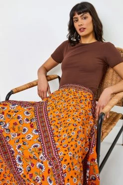 Roman Orange Boho Floral Print Maxi Skirt 10 Roman Orange Boho Floral Print Maxi Skirt -Roman Sales Shop unnamed file 10781
