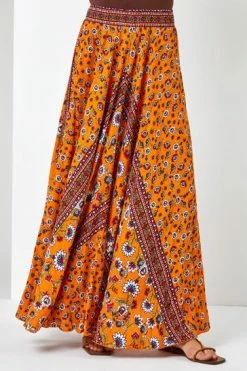 Roman Orange Boho Floral Print Maxi Skirt 11 Roman Orange Boho Floral Print Maxi Skirt -Roman Sales Shop unnamed file 10782