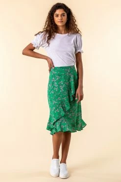 Roman Green Ditsy Floral Ruffle Detail Skirt 12 Roman Green Ditsy Floral Ruffle Detail Skirt -Roman Sales Shop unnamed file 10786