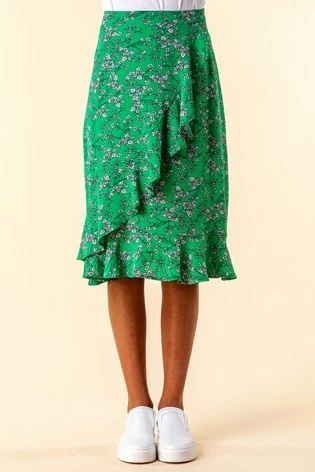 Roman Green Ditsy Floral Ruffle Detail Skirt 7 Roman Green Ditsy Floral Ruffle Detail Skirt - Image 5