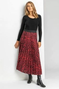 Roman Brown Animal Print Pleated Maxi Skirt 19 Roman Brown Animal Print Pleated Maxi Skirt -Roman Sales Shop unnamed file 10798