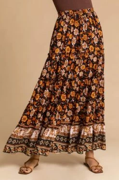 Roman Black Floral Boho Print Tiered Maxi Skirt 11 Roman Black Floral Boho Print Tiered Maxi Skirt -Roman Sales Shop unnamed file 10808