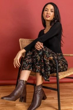 Roman Black Ditsy Floral Jersey Skirt 11 Roman Black Ditsy Floral Jersey Skirt -Roman Sales Shop unnamed file 10825