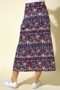 Roman Purple Floral Tile Print Longline Skirt -Roman Sales Shop unnamed file 10827