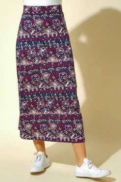 Roman Purple Floral Tile Print Longline Skirt -Roman Sales Shop unnamed file 10830