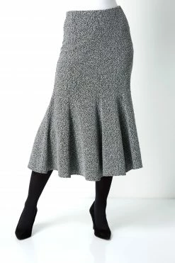Roman Grey Texture Flared Skirt