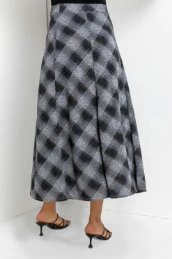 Roman Grey Check Print Flared Midi Skirt 9 Roman Grey Check Print Flared Midi Skirt -Roman Sales Shop unnamed file 10849