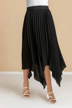 Roman Black Pleated Hanky Hem Midi Skirt -Roman Sales Shop unnamed file 10859