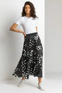 Roman Black Spot Print Pleated Maxi Skirt 9 Roman Black Spot Print Pleated Maxi Skirt -Roman Sales Shop unnamed file 10864
