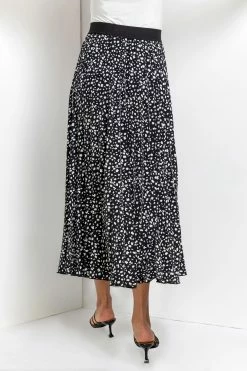 Roman Black Abstract Spot Pleated Maxi Skirt -Roman Sales Shop unnamed file 10869