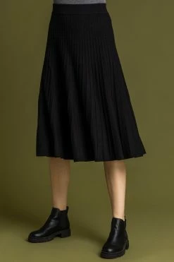 Roman Black Ribbed Knit Pleated Midi Skirt 11 Roman Black Ribbed Knit Pleated Midi Skirt -Roman Sales Shop unnamed file 10877