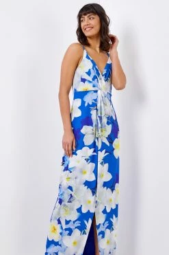 Roman Blue Floral Print Twist Front Maxi Dress 8 Roman Blue Floral Print Twist Front Maxi Dress -Roman Sales Shop unnamed file 1089