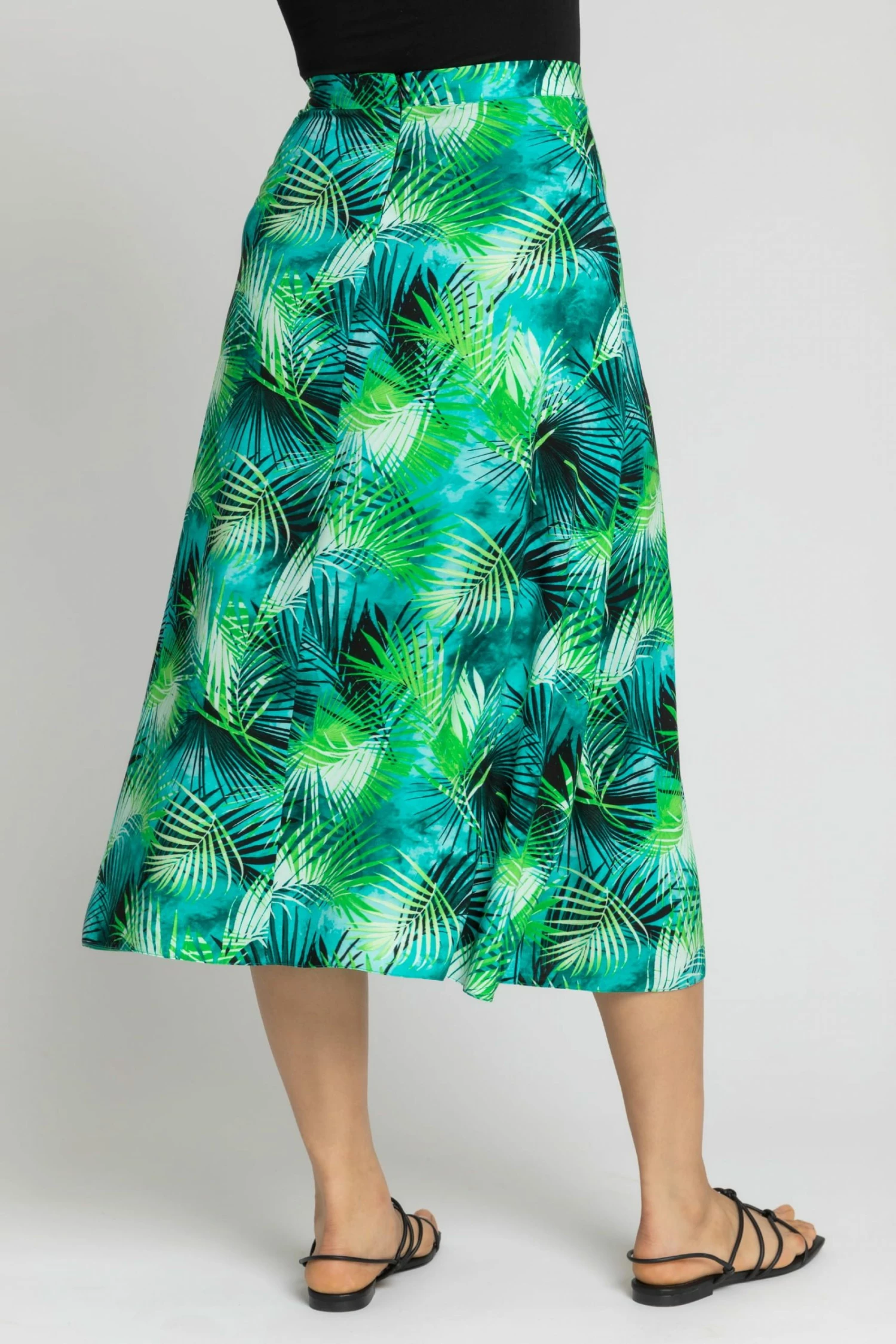 Roman Green Tropical Leaf Button Detail Midi Skirt 4 Roman Green Tropical Leaf Button Detail Midi Skirt - Image 2