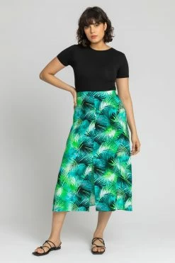Roman Green Tropical Leaf Button Detail Midi Skirt 9 Roman Green Tropical Leaf Button Detail Midi Skirt -Roman Sales Shop unnamed file 10893