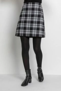 Roman Grey Check Print Zip Pocket Skirt 9 Roman Grey Check Print Zip Pocket Skirt -Roman Sales Shop unnamed file 10913