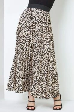 Roman Brown Petite Animal Print Pleated Midi Skirt 11 Roman Brown Petite Animal Print Pleated Midi Skirt -Roman Sales Shop unnamed file 10918