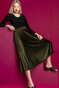 Roman Green Velour Pleated Midi Skirt 12 Roman Green Velour Pleated Midi Skirt -Roman Sales Shop unnamed file 10928