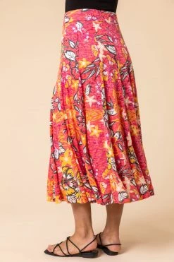 Roman Pink Tropical Floral Burnout Midi Skirt 8 Roman Pink Tropical Floral Burnout Midi Skirt -Roman Sales Shop unnamed file 10935