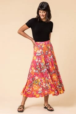 Roman Pink Tropical Floral Burnout Midi Skirt 9 Roman Pink Tropical Floral Burnout Midi Skirt -Roman Sales Shop unnamed file 10936