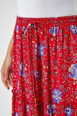 Roman Red Boho Floral Print Tiered Maxi Skirt 10 Roman Red Boho Floral Print Tiered Maxi Skirt -Roman Sales Shop unnamed file 10942