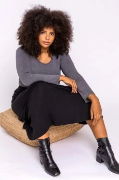 Roman Black Curve Jersey Stretch Midi Skirt -Roman Sales Shop unnamed file 10953