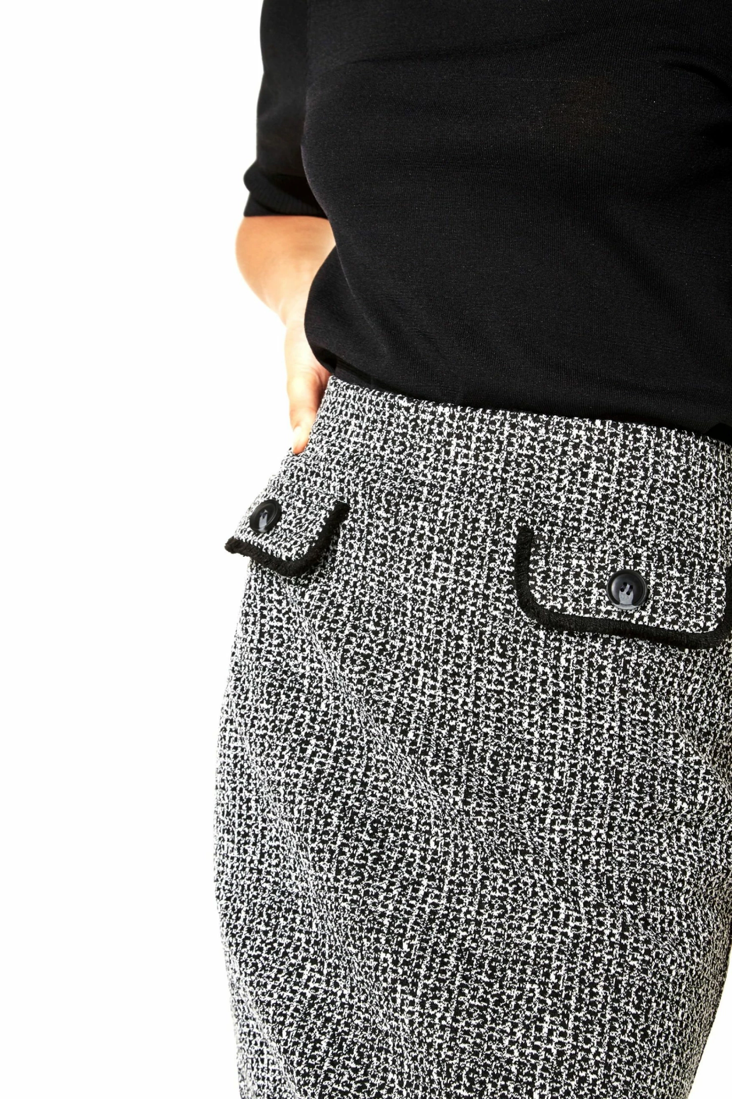 Roman Black Two Tone Textured Skirt 6 Roman Black Two Tone Textured Skirt - Image 4