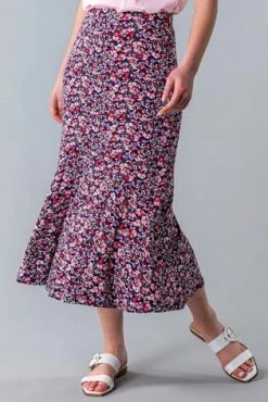 Roman Multi Ditsy Floral Flute Hem Skirt -Roman Sales Shop unnamed file 10968